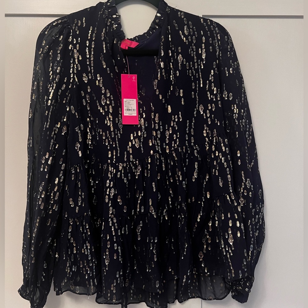 NWT Lily Pulitzer Navy Sparkle Shirt